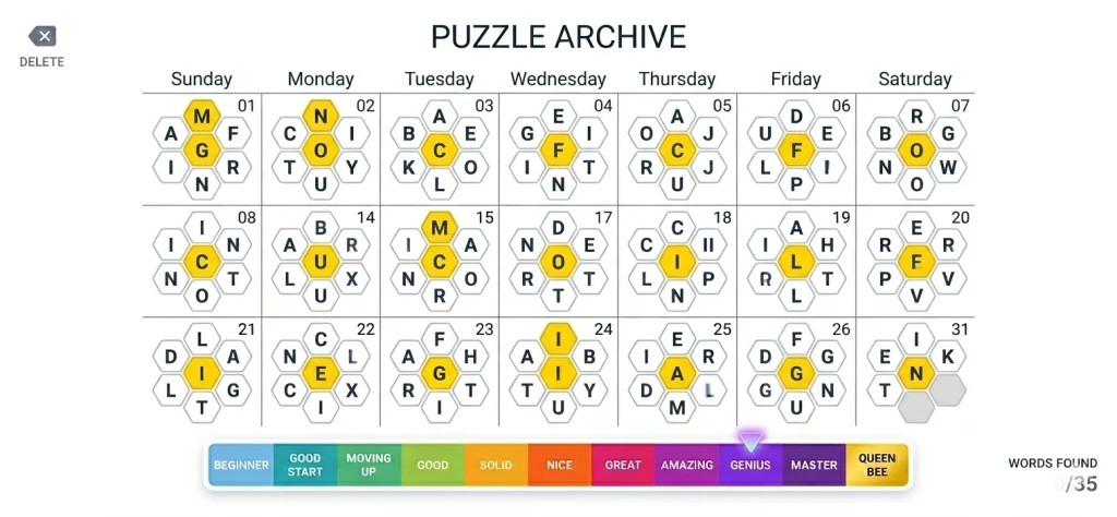 NYT Spelling Bee Archive